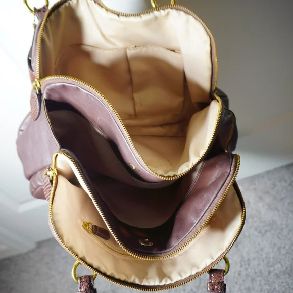 Women's Coach Brown Leather Satchel Bag - Picture 3 of 7